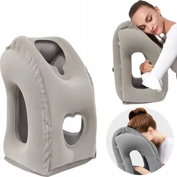 Polštář Polštář polštář nafukovací velurový s potahem šedý 50x30x35 cm