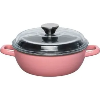 Pánev Smaltovaná pánev se skleněnou poklicí - 20 cm - různé barvy