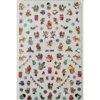 samolepka Samolepky na nehty 3D vánoční sobíci E143