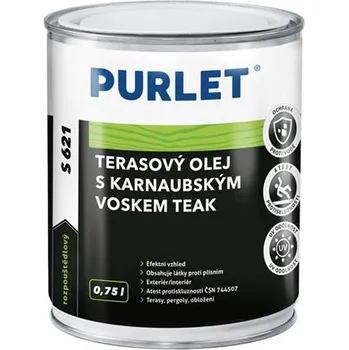 barva a nátěr na dřevo PURLET S 621S Terasový olej s karnaubským voskem/teak (2,5L/bal) syntetický