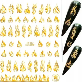 samolepka 3D Samolepky na nehty se zlatými ohnivými vzory R81