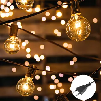 Venkovní osvětlení Solární zahradní girlanda, solární světýlka 50x LED žárovka na balkon, 15 m, IP44