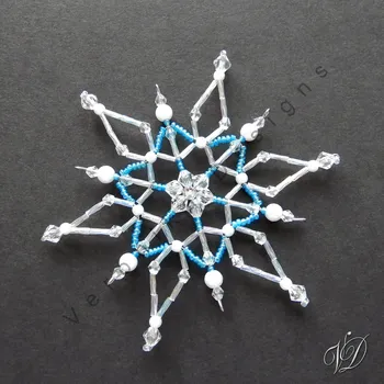 Vánoční ozdoba Vánoční korálková hvězda 0457 - Kolekce Sky Blue (PEVNÁ A NEREZ) Christmas bead ornament (Vánoční hvězda z korálků - Korálková hvězdička a vločka - Hvězdy a hvězdičky z korálků - Christmas bead star)