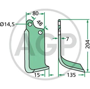 Pracovní nůž Frézovací nůž klenutý levý vhodný pro Maschio, Vogel & Noot, Forigo-Roteritalia