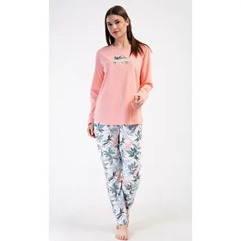 Dámské pyžamo Dámské pyžamo dlouhé Melinda - lososová - 4XL