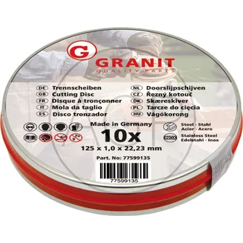 Příslušenství k brusce Sada řezných kotoučů 10 ks průměr 125 x 1,0 x 22,23 mm