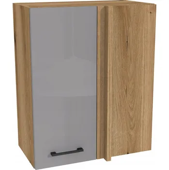 Kuchyňská skříňka Rohová horní kuchyňská skříňka 65/72 CAPRI Dub Evoke, šedá akrylová čela s vysokým leskem