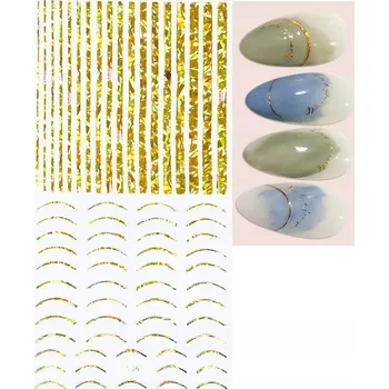 samolepka Samolepky Pásky pro francouzskou manikúru na nehty Zlaté 3D R93