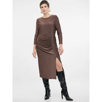 Dámské oblečení Orsay Dámské Světle hnědé dámské midi šaty ORSAY Hnědá L (2828327)