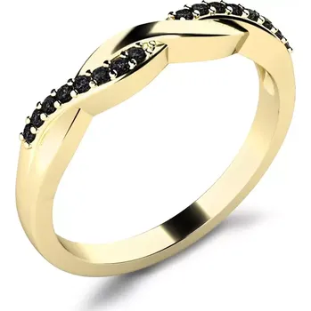 Prsten Dámský prsten žluté zlato 585 přírodní diamant černé 10996-ZL-Black velikost 61