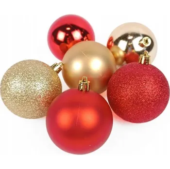 Vánoční dekorace SADA VÁNOČNÍCH BANĚK ČERVENO-ZLATÉ BAŇKY Ø 7 CM 8 KS OZDOBY NA VÁNOČNÍ STROMEK