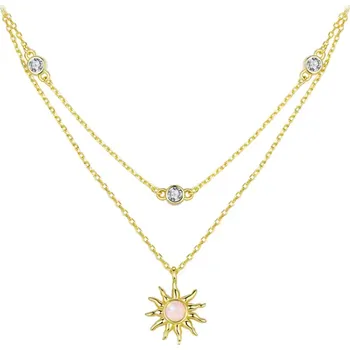 Náhrdelník For Silver Dvojitý pozlacený náhrdelník s přívěskem Slunce - Stříbro 925