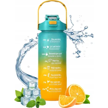 Láhev LAHEV NA PITÍ NA VODU 2000 ML SPORTOVNÍ LÁHEV FTINES S RUKOJETÍ A MOTIVAČNÍ MÍROU