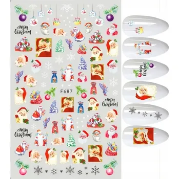 samolepka 3D vánoční Samolepky na nehty s motivem Santa Clause E234