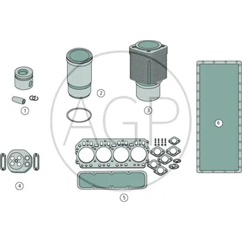 Píst motoru Opravárenská sada motoru vhodná pro Deutz-Fahr motory F4L913 obsahuje 1, 3, 4, 6