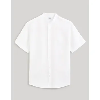 Pánská košile Celio Lněná košile Damaopoc 1120471 Bílá L