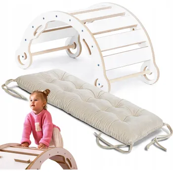 Hra na zahradu Houpačka Montessori dřevěná s polštářem baby pink - sada M