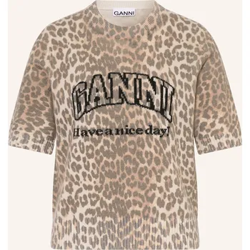 Dámské tričko Ganni Dámské Úpletové Tričko, světle hnědá / hnědá / tmavě...