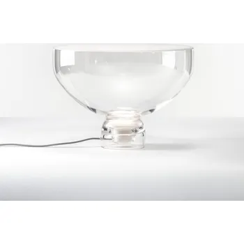 Brokis Moderní podlahová či stolní lampa z ručně foukaného skla Lightline L Barva skla: Šedá kouřová, Barva kabelu: Černá, Barva spodního skla: Tmavě šedá kouřová lesklá PC00982_002