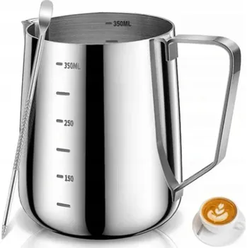 Konvička na mléko Nerezová ocelová konvička na mléko s odměrkou 0,35 l