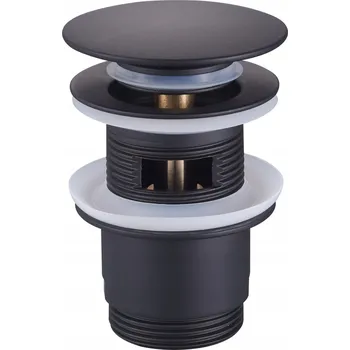 Sifon Zátka s přepadem klik-klak kulatý duro černá