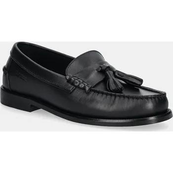 Dámské mokasíny Kožené mokasíny Tommy Hilfiger TH TASSEL LTH LOAFER pánské, černá barva, FM0FM05494 99X, EUR 43