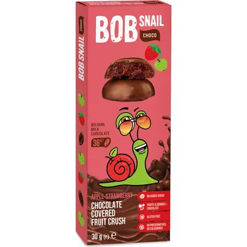 Šnek BOB ovocná pochoutka v čokoládě jablko-jahoda 30g