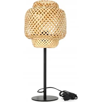 Lampička Stolní lampa 1xE27 bambusové stínidlo 22cm černá pletená konstrukce