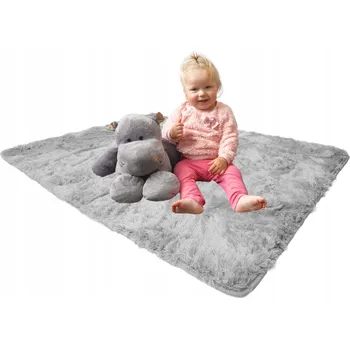 Koberec MĚKKÝ PLYŠOVÝ KOBEREC DĚTSKÝ STŘÍBRNÝ 140x200 cm
