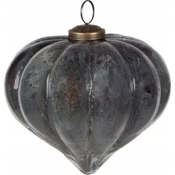 Vánoční dekorace Šedá skleněná vánoční vánoční koule ve tvaru dýně Hokaido - 12x12 cm