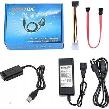 Příslušenství pro datový nosič Adaptér SATA ATA IDE SSD HDD na USB 2.0 pro 2,5" a 3,5" disky s napájecím adaptérem