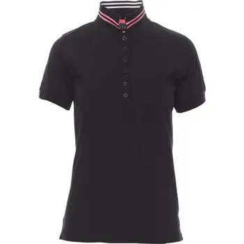 Dámské tričko Payperwear Polokošile Nautic se 6 sladěnými knoflíky Barva: černá - bílá - růžová, Velikost: M