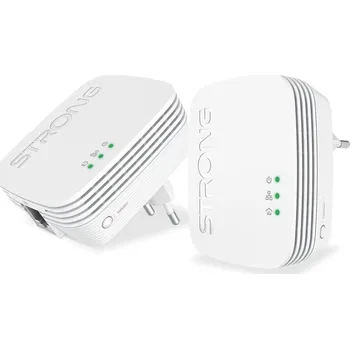 Elektrická zásuvka STRONG sada 2 adaptérů Powerline 1000 DUO MINI/ 1000 Mbit/s/ 1x LAN/ bílý