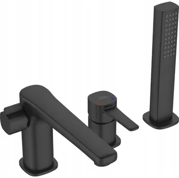 Vodovodní baterie VANová baterie 3-otvorová INVENA GLAMOUR páková nástěnná černá