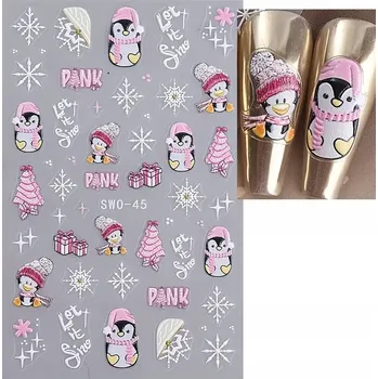 samolepka 5D Samolepky na nehty Vánoční sobové sněhové vločky Sněhové Vločky Claus R187