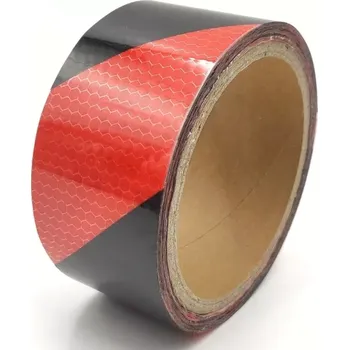 Reflexní samolepící páska červená + černé pruhy, 25m x 5cm (Červená reflexní páska s černým pruhem)