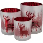 Sada 3 bílých skleněných svícnů na čajové svíčky v různých velikostech