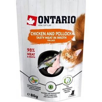 Krmivo pro kočku KRMIVO PRO KOČKY pro kočky v kapsičce s kuřecím masem a treskou VE VÝVARU 80 g, Ontario