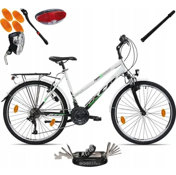 Městské kolo Trekingové kolo KCP Terrion, rám 19 palců, kola 26", bílé