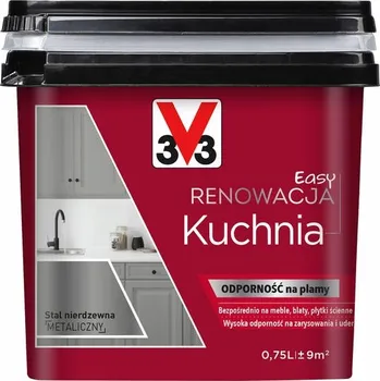 Barva na dřevo V33 Barva renovace KUCHYNĚ A NÁBYTKU 0,75 L Nerezová ocel metalická