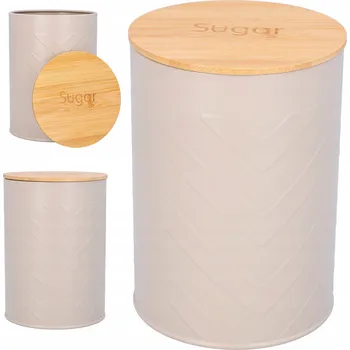 Obraz POJEMNIK NA CUKIER beżowy metalowy 1,4l bambusový styl moderní kuchyně