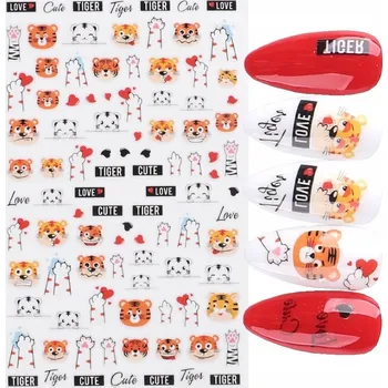 samolepka Samolepky Na nehtech 3D kočky kočka tygr E212