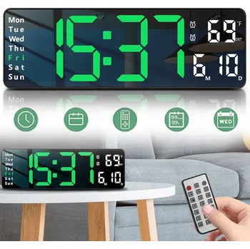 Hodiny Digitální LED stolní hodiny černé s teploměrem a budíkem