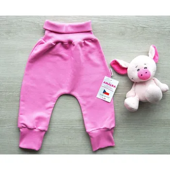 AMÁLKA Rostoucí elastické kalhoty teplákovina, sytě růžové pink Velikost: 80
