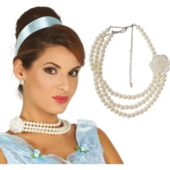 Náhrdelník PERLOVÝ NÁHRDELNÍK perly květ DÁMA lady RETRO