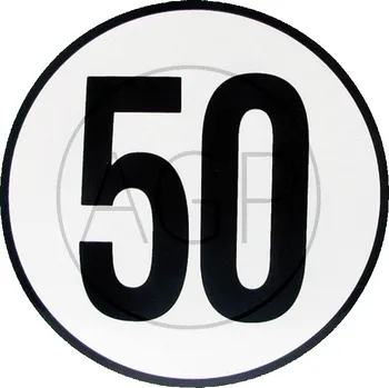 Samolepicí dekorace na vozidlo Samolepka omezení rychlosti 50 km/h průměr 200 mm bílá černé písmo