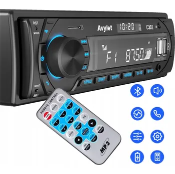 Autorádio AUTORÁDIO BLUETOOTH HANDSFREE 1-DIN USB AUX FM MP3 DÁLKOVÉ OVLÁDÁNÍ SADA