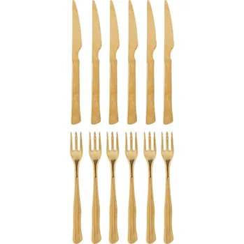 Příbor Nerezový příbor 12 ks ve zlaté barvě Ollin – Bloomingville ID_1775516