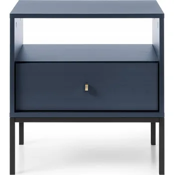 Noční stolek Noční stolek tmavě modrý, 53 cm, černý rám, moderní design