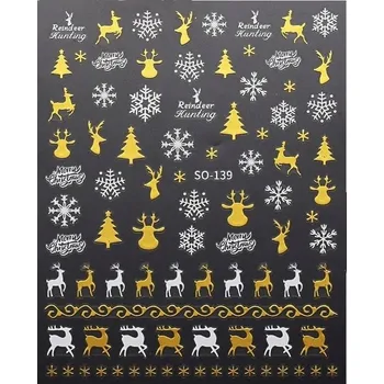 Umělé nehty Samolepky na nehty 3D vánoční SOB E168